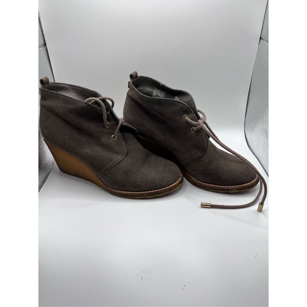 Tory Burch Women's Brown Lace Up‎ Wedge Ankle Boots Size US 8